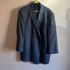 Jos A Banks blue plaid wool jacket size 52R